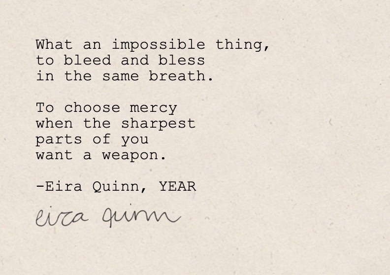 Mockup of "An Impossible Thing" hand-typed on A7 handmade paper